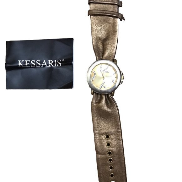 Lot‎ Of 1 Ladies Vintage Kessaris Watch With 2 Interchangeable ￼Bands Black Gold - Picture 2 of 3